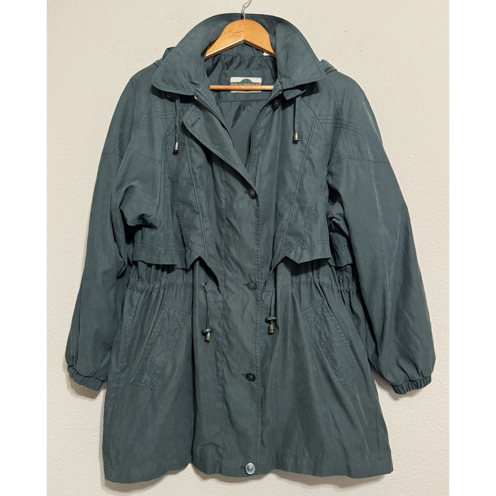 Y2K Vintage Outbrook Womens Green Chore Coat L Full Zip & Button Vented